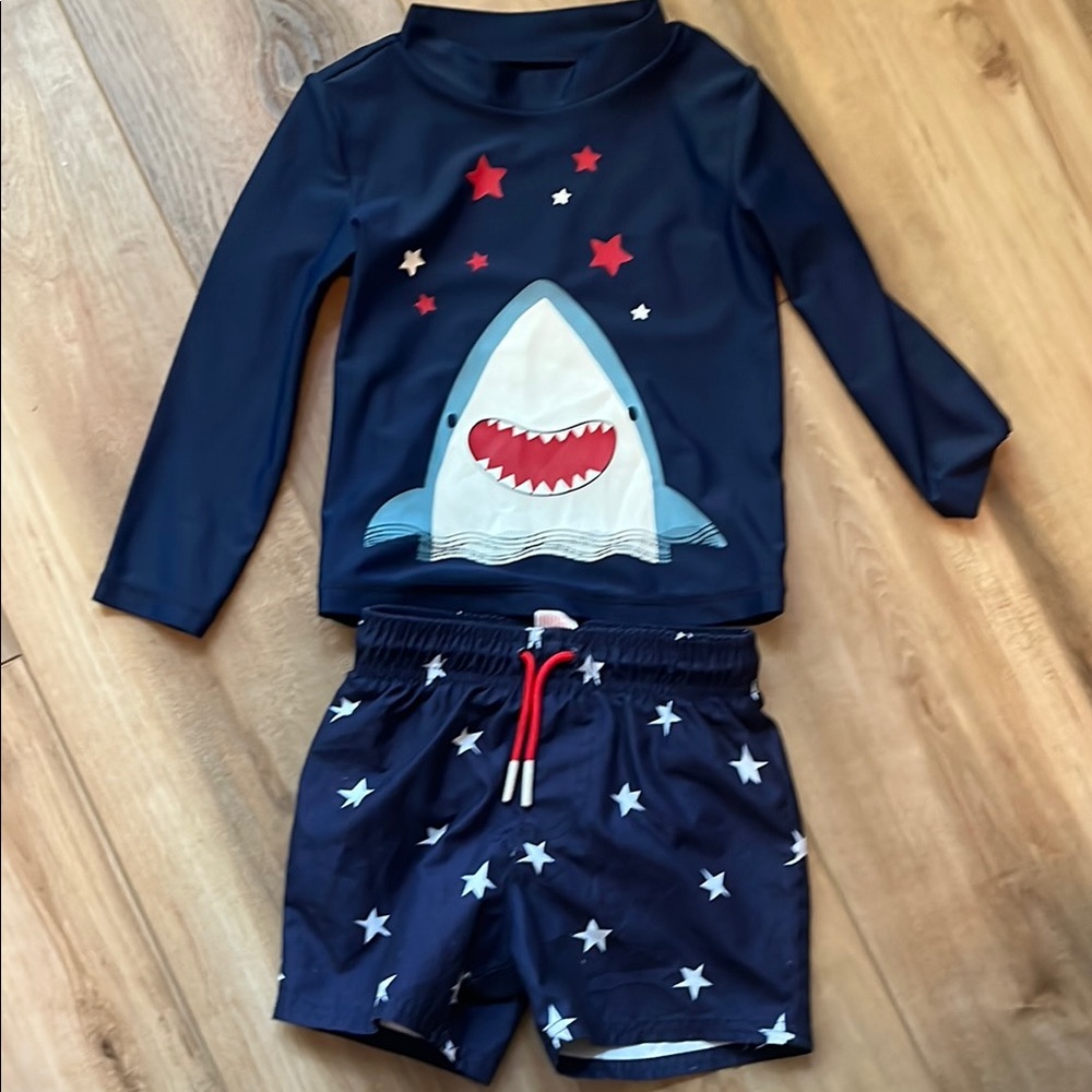 Carter’s / Cat & Jack 2T Navy Shark Print Kids Swim Set